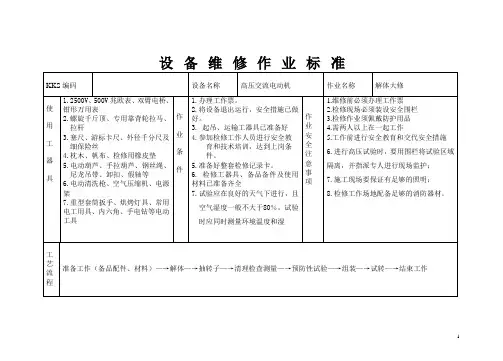 高压电动机检修标准