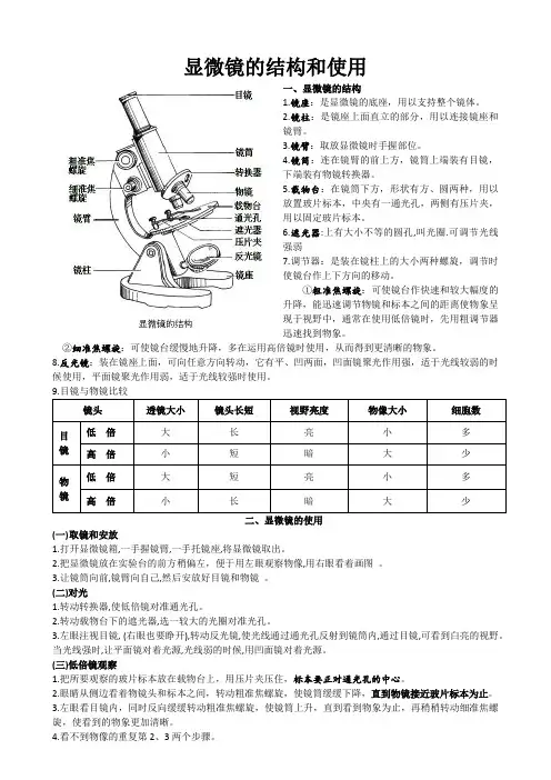 显微镜的结构和使用