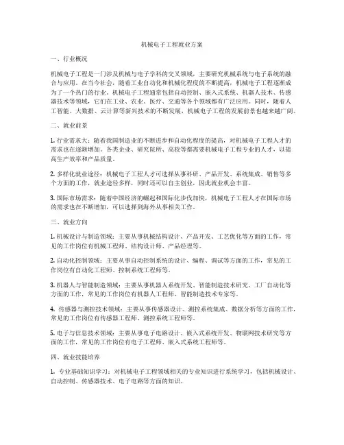 机械电子工程就业方案
