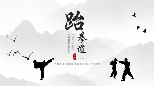 黑色中国风水墨武术跆拳道培训PPT模板