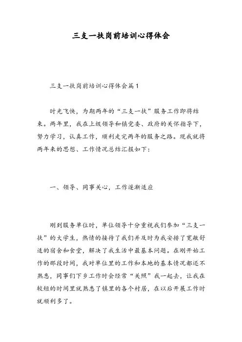 三支一扶岗前培训心得体会-精选范文