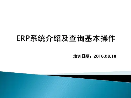 ERP系统介绍及查询基本操作