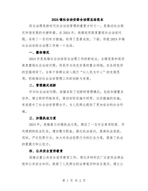 2024镇社会治安综合治理总结范本