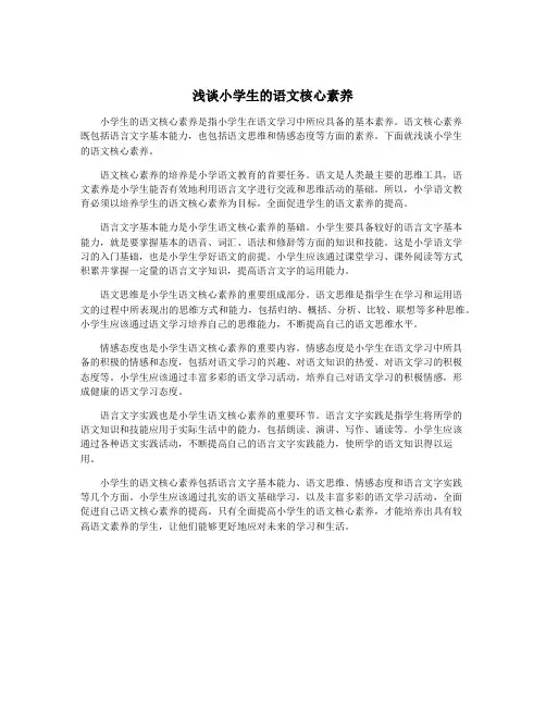 浅谈小学生的语文核心素养