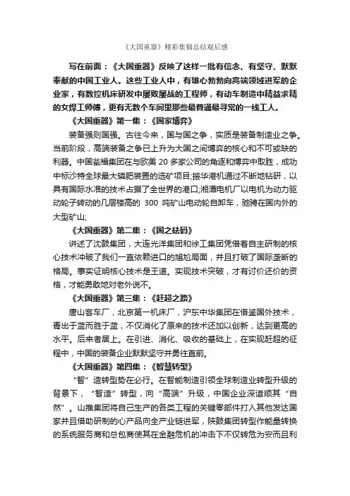 《大国重器》精彩集锦总结观后感_作文3000字_观后感_