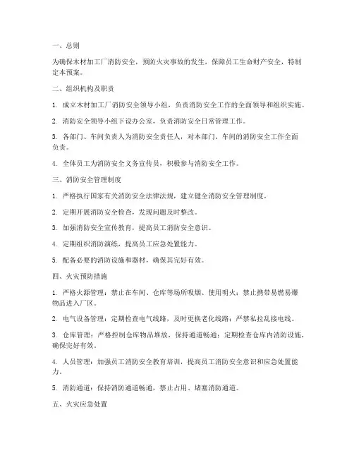 木材加工厂消防安全预案