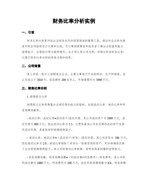 财务比率分析实例