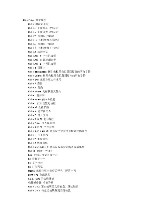 WPS快捷键大全
