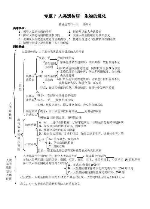 高考生物遗传病和进化