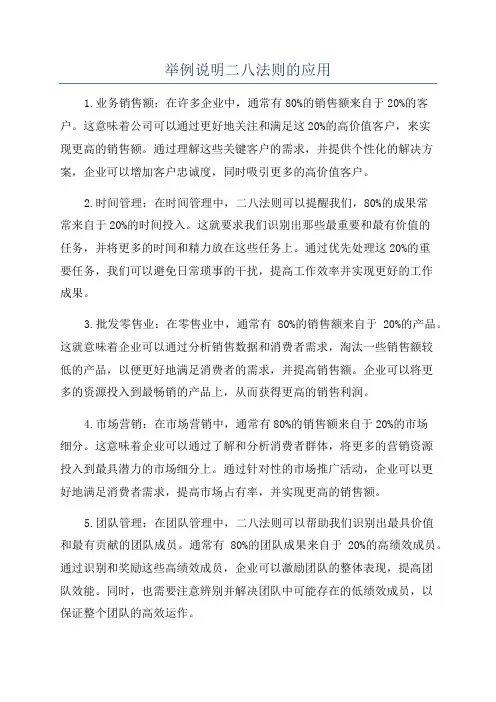 举例说明二八法则的应用