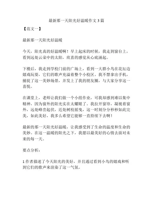 最新那一天阳光好温暖作文3篇