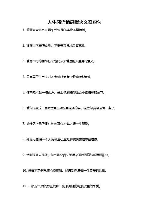 人生感悟情感爆火文案短句