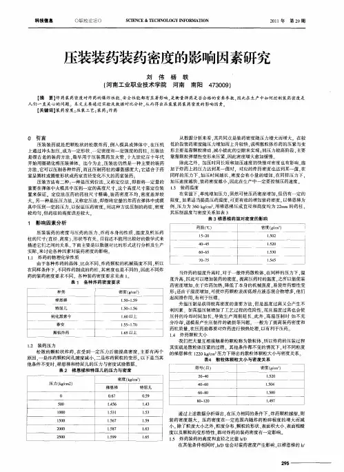 玉装装药装药密度的影响因素研究