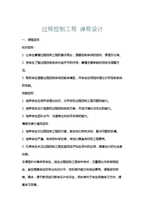 过程控制工程课程设计