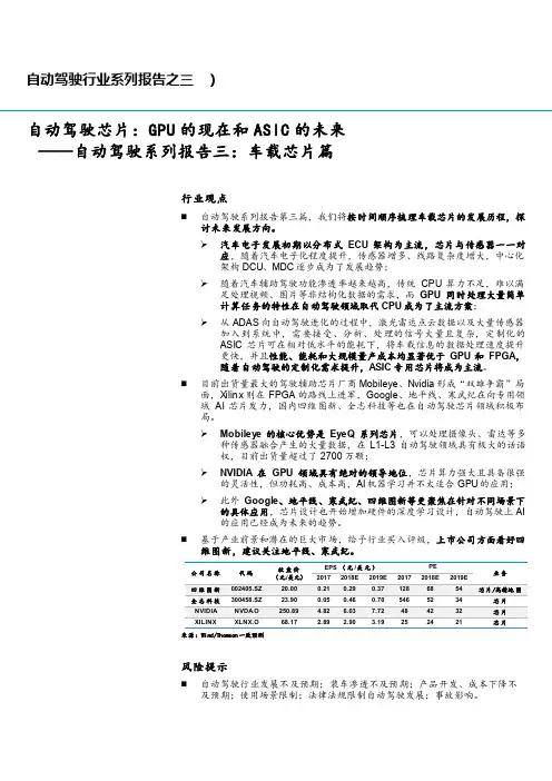 行业研究报告-自动驾驶芯片-GPU的现在和ASIC的未来