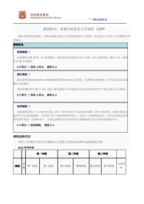 【澳洲泰勒学院】泰勒学院悉尼大学预科 (USFP)