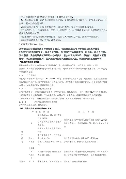药芯出气孔