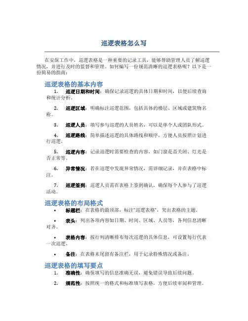巡逻表格怎么写