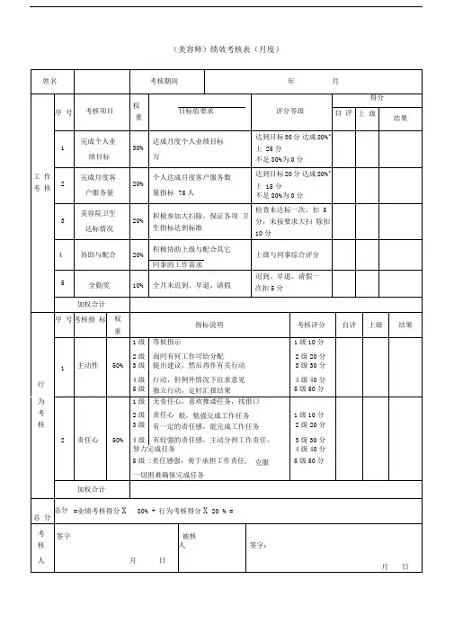 美容师-绩效考核表(直营店)