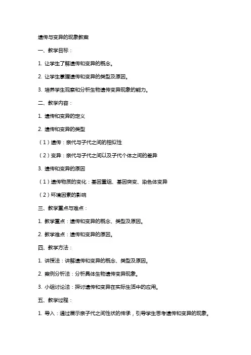 遗传与变异的现象教案
