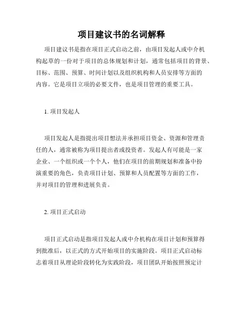 项目建议书的名词解释