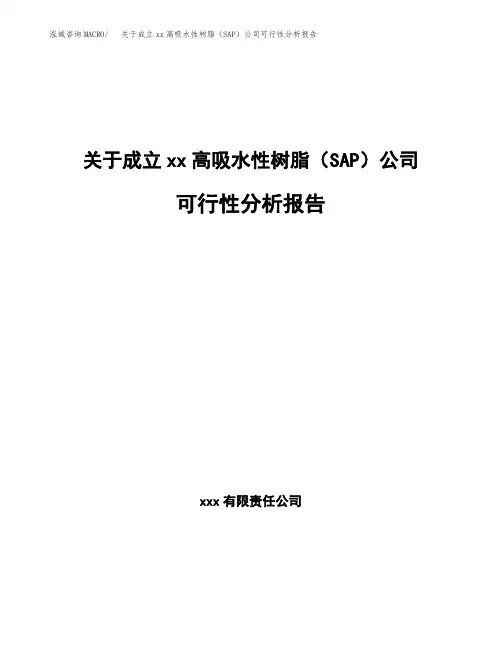 关于成立xx高吸水性树脂(SAP)公司可行性分析报告