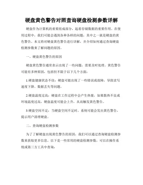 硬盘黄色警告对照查询硬盘检测参数详解
