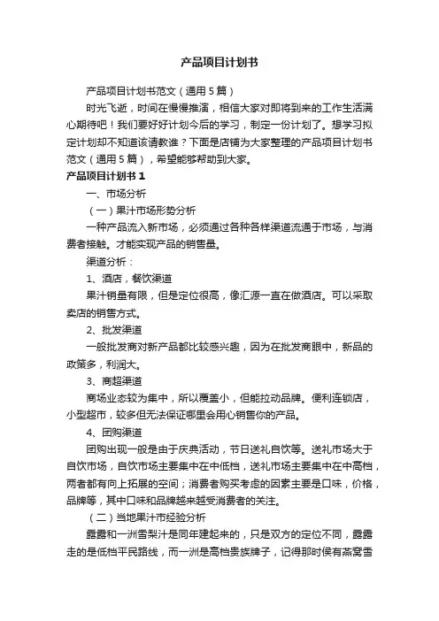 产品项目计划书