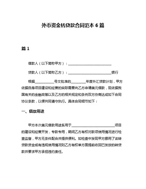 外币资金转贷款合同范本6篇