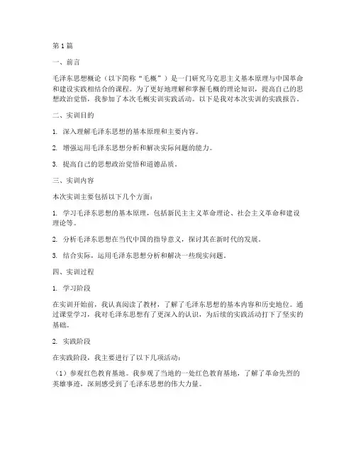 毛概实训实践报告(2篇)