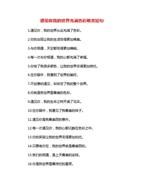 遇见你我的世界充满色彩唯美短句