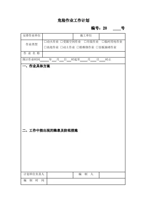 特殊作业审批表