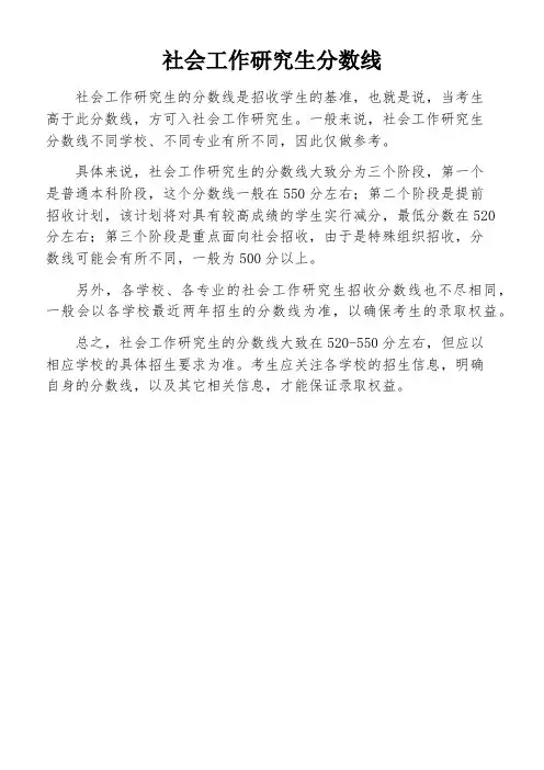 社会工作研究生分数线