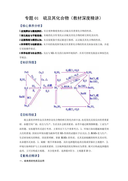 2023年春高一化学专题01  硫及其化合物 教材精讲(人教版2019必修第二册)(含答案)