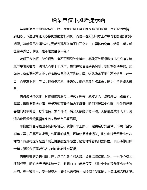 给某单位下风险提示函