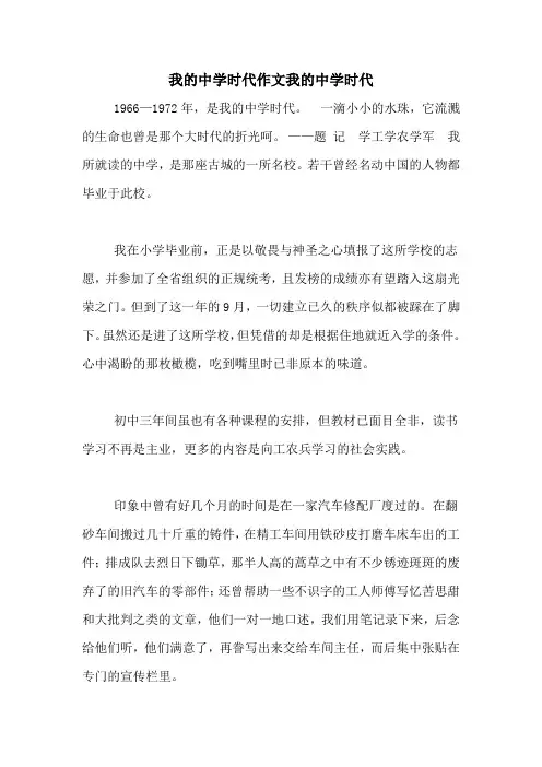 我的中学时代作文我的中学时代