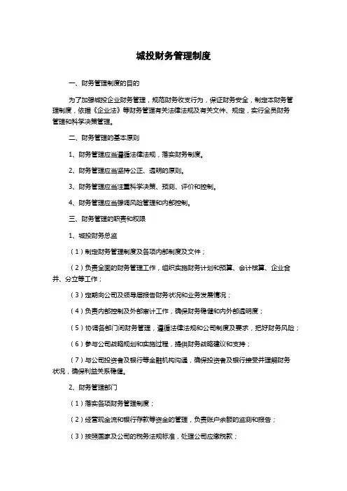城投财务管理制度