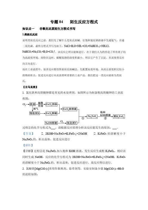 专题04  -备战高考化学-陌生反应方程式