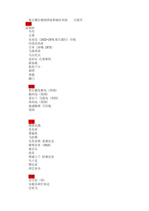 [指南]左舵右舵国家列表