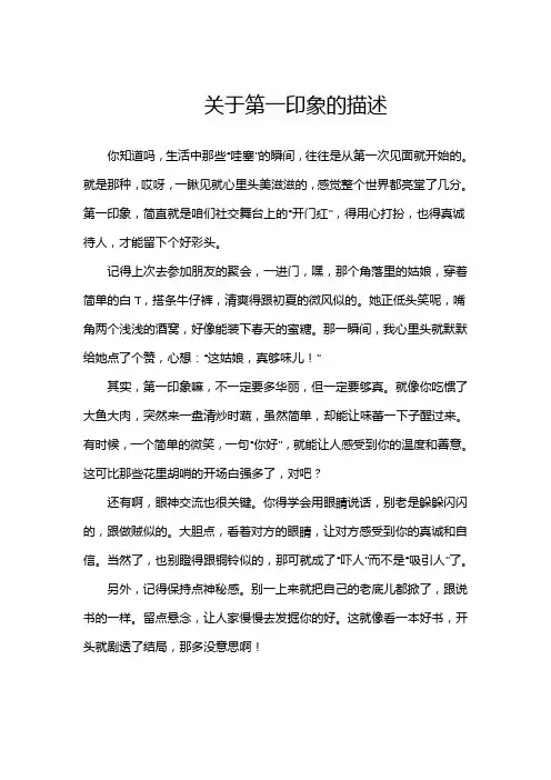 关于第一印象的描述