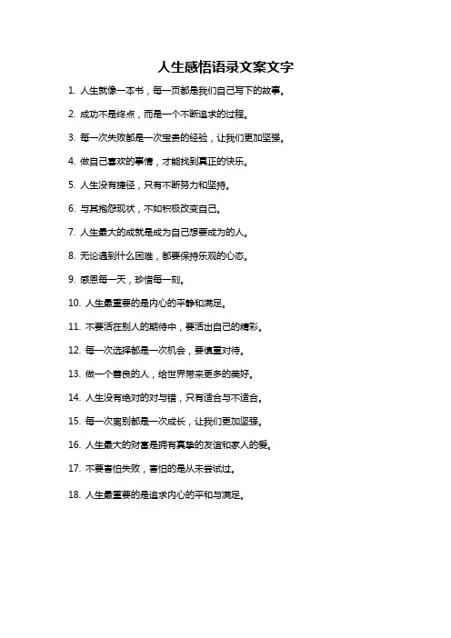 人生感悟语录文案文字