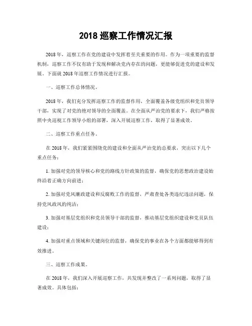 2018巡察工作情况汇报