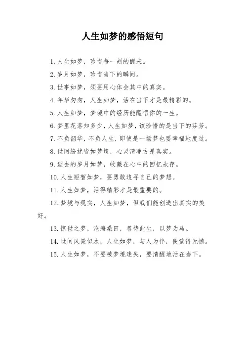 人生如梦的感悟短句