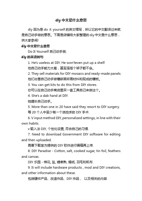 diy中文是什么意思