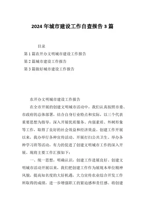 2024年城市建设工作自查报告3篇