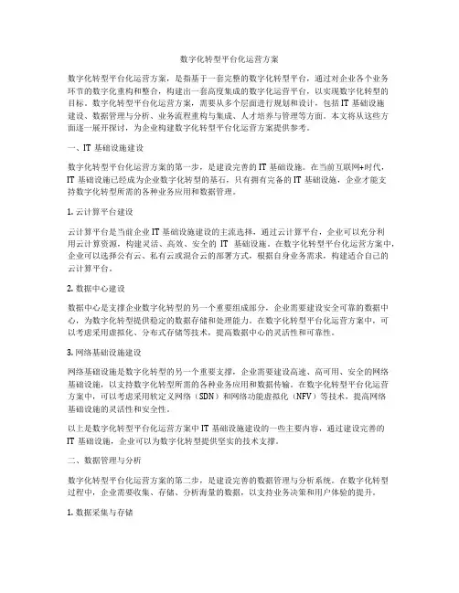 数字化转型平台化运营方案