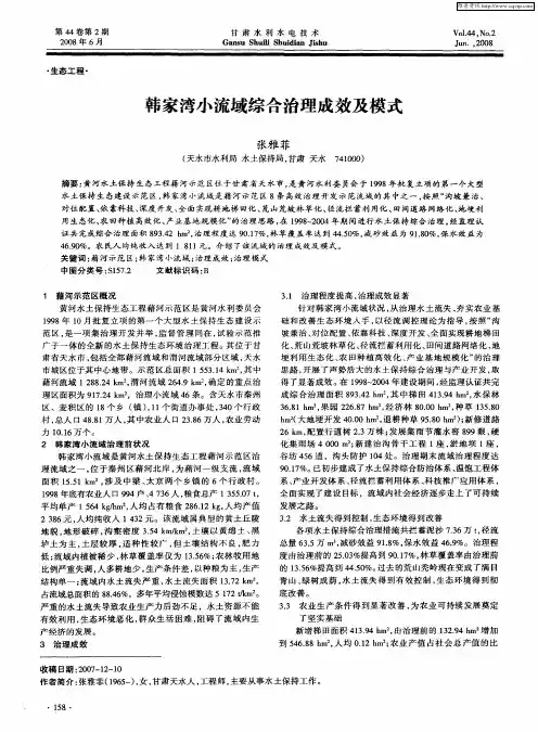 韩家湾小流域综合治理成效及模式