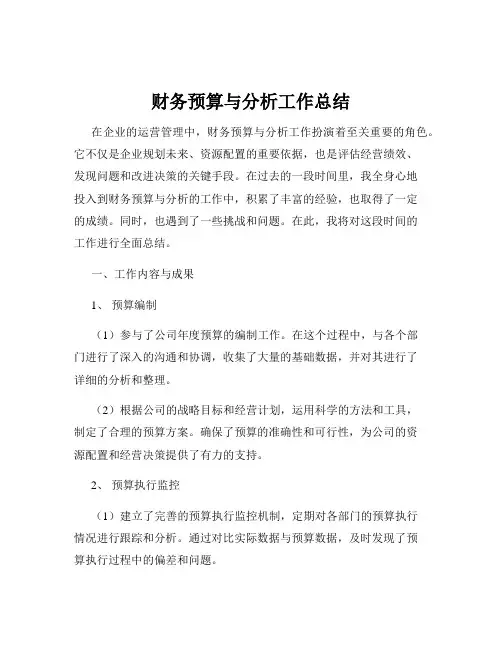 财务预算与分析工作总结