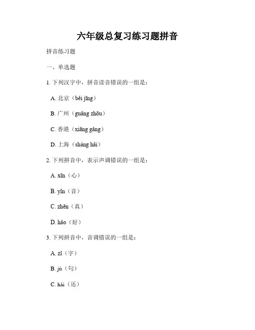 六年级总复习练习题拼音