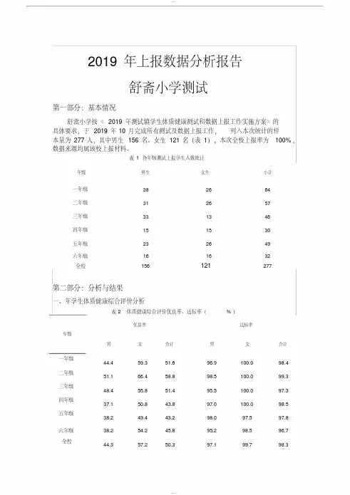 学生体质健康测试和数据上报数据分析